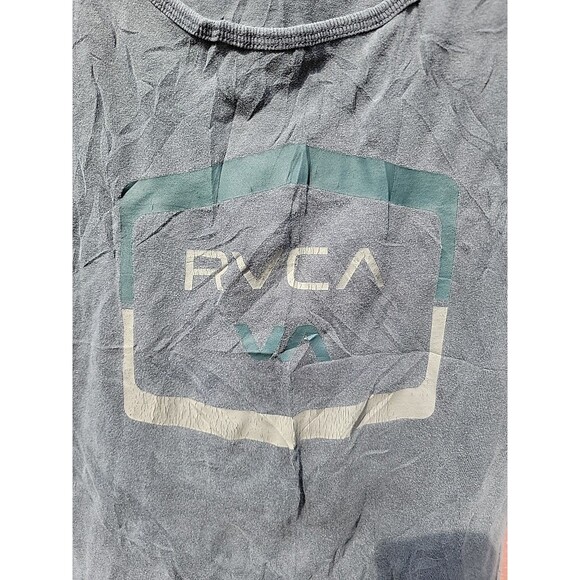 RVCA Tank Top Size Medium Gray with Green and White Logo - Picture 3 of 5